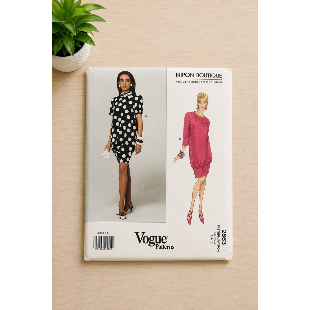 Vogue 2863 Nipon Uncut Boutique Vintage 1990s Designer Dress Sewing Pattern Y2K